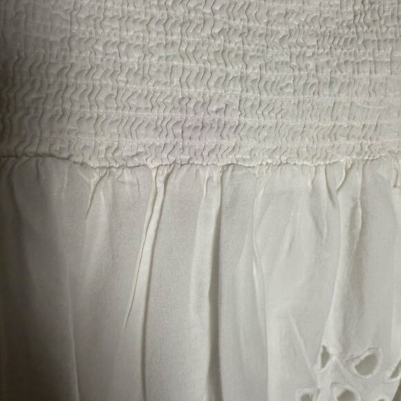 Thakoon White Eyelet Smocked Short Sleeve Cut Out Summer Mini Dress Size 0 - Picture 15 of 15